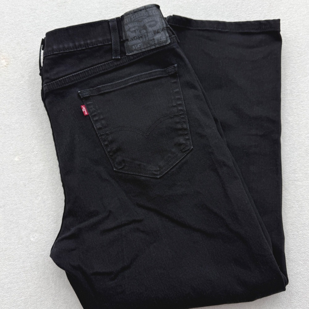 Levi's 514 Straight Fit Jeans Mens 38x30 Black Denim Pants